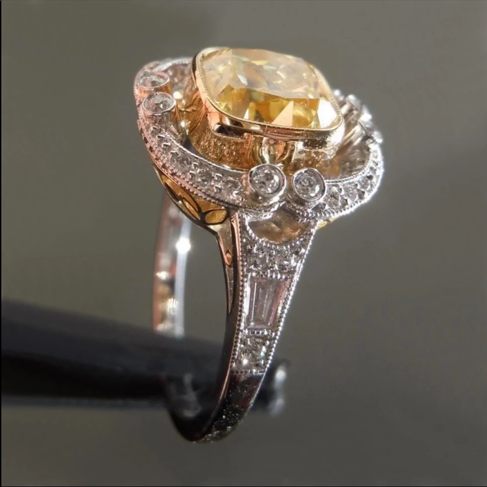 New Vintage 925 Silver Luxury Square Carving Ring - Picture 4 of 7